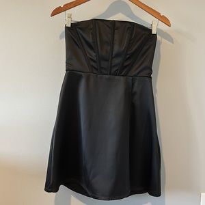 Strapless Black Satin Dress